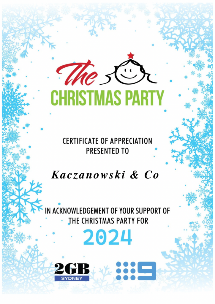 The Christmas Party - Kaczanowski & Co Certificate of Appreciation